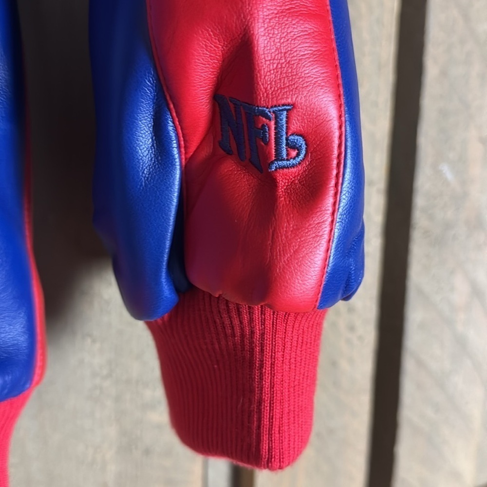New York Giants faux leather Varsity jacket Blue and red Size XL - Picture 4 of 12